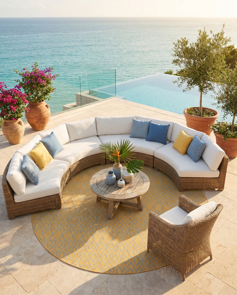 Urban Oasis Rugs Collection Area Rug -  Boulevard (Yellow and Aqua) Round Yellow and Aqua  lifestyle 53
