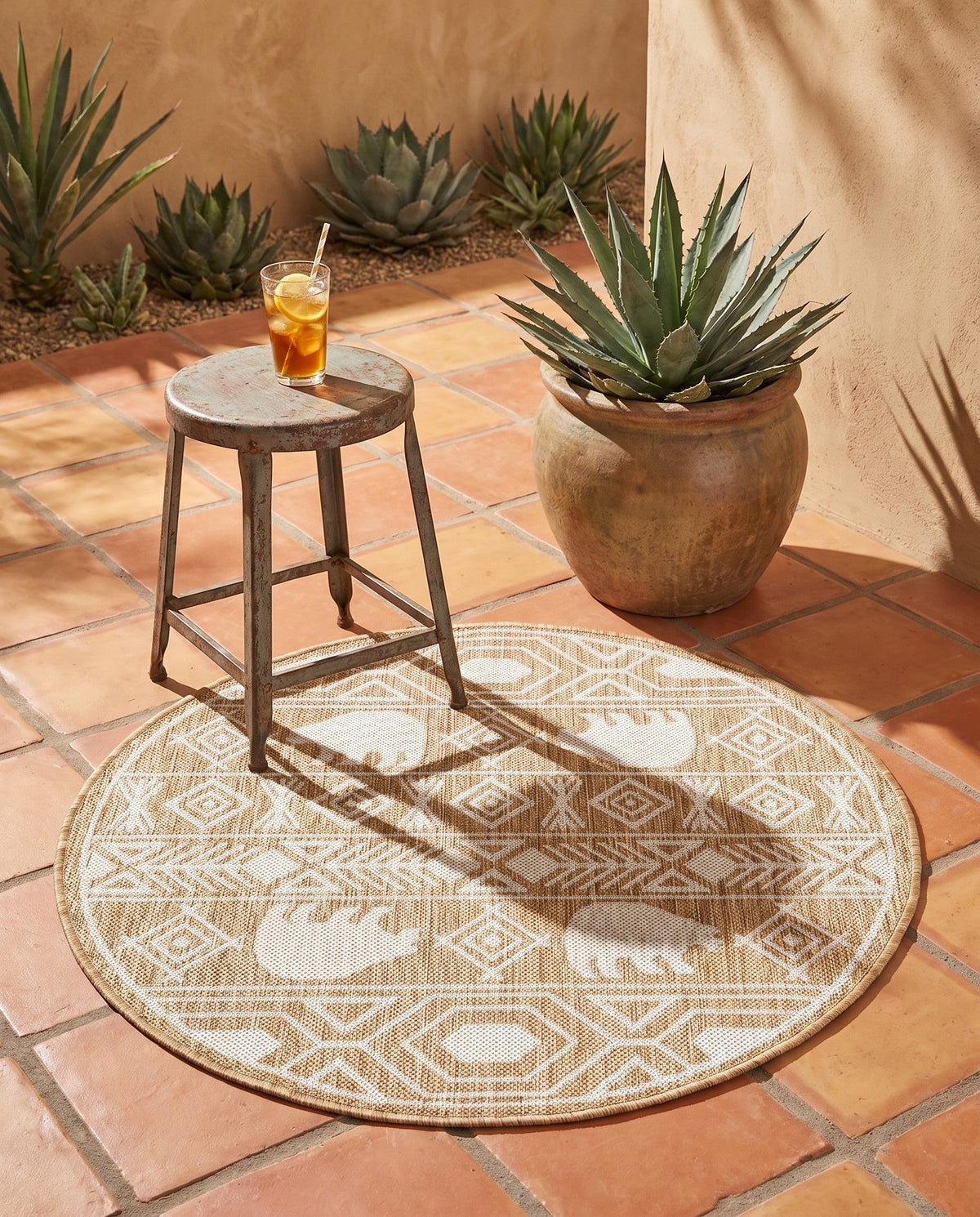 Mesa Oasis Rugs Collection Area Rug - Sundown Round Taupe  lifestyle 164