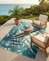 Seaside Blooms Collection Area Rug -  Provence Rectangle Teal blue  lifestyle 11