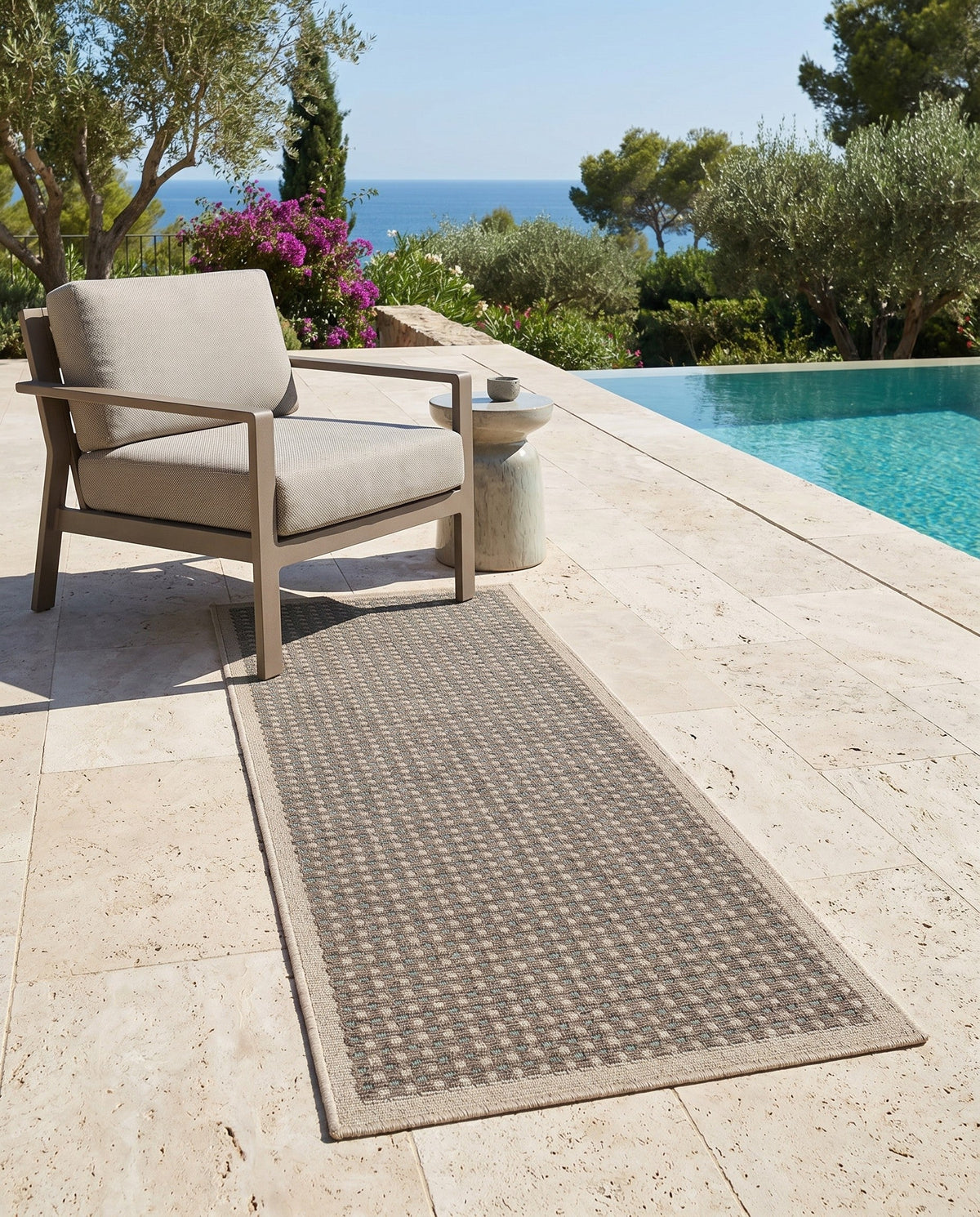 Terrace Fringe Collection Area Rug - Patio Runner Brown  lifestyle 90