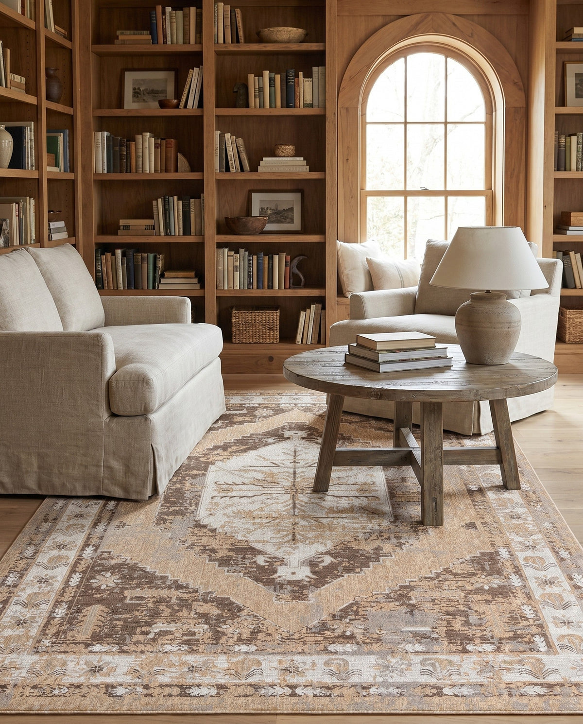 Patio Heritage Collection Area Rug -  Augusta (Natural) Rectangle Natural  lifestyle 40