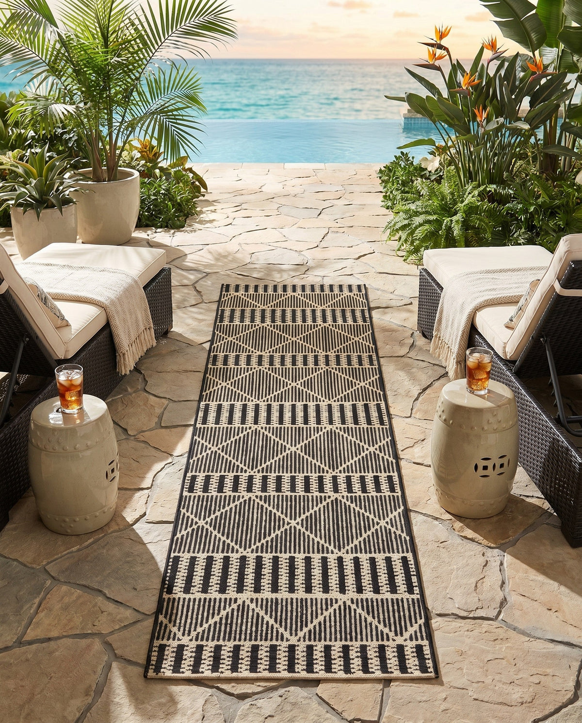 Savannah Pergola Collection Area Rug -  Glade Runner Black  lifestyle 149