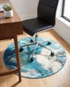 Urban Terrace Collection Area Rug -  Gazebo Round Blue and Ivory  lifestyle 48