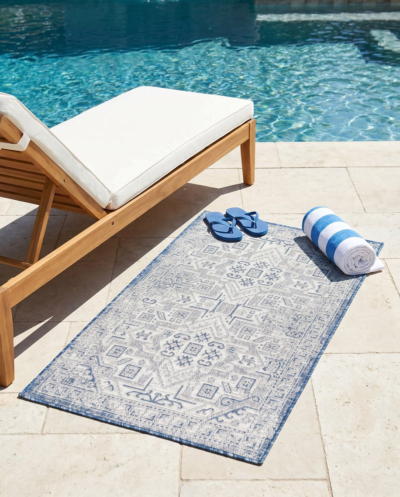 Tribal Terrace Treasures Collection Area Rug - Mayan Marina (Blue) Rectangle Blue  lifestyle 43