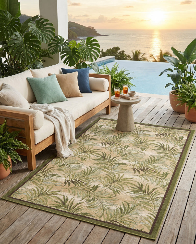 Seaside Blooms Collection Area Rug -  Verdant Rectangle Green  lifestyle 16