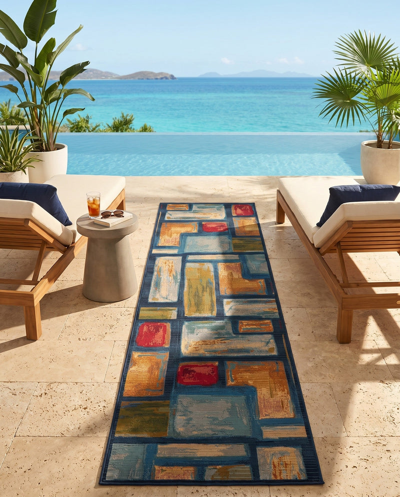 Urban Terrace Collection Area Rug -  Portico Runner Multi  lifestyle 50