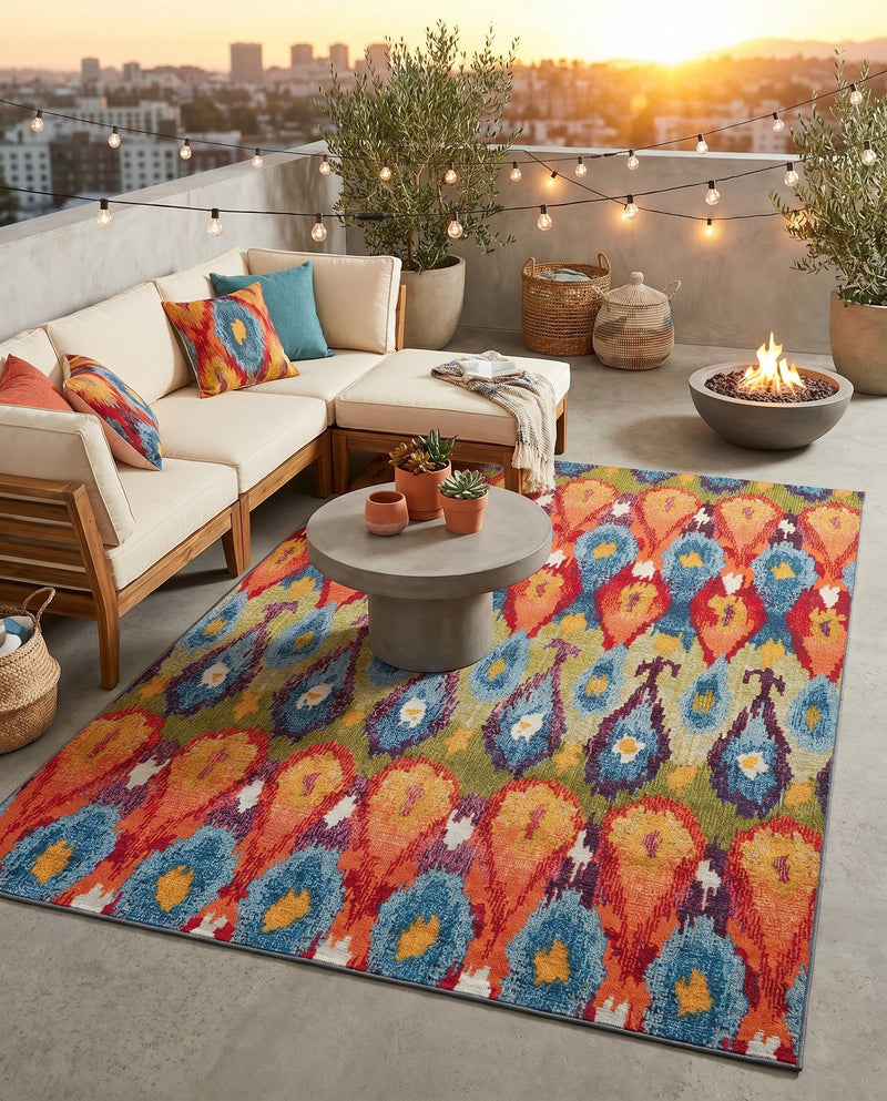 Urban Terrace Collection Area Rug -  Compass Rectangle Multi  lifestyle 7