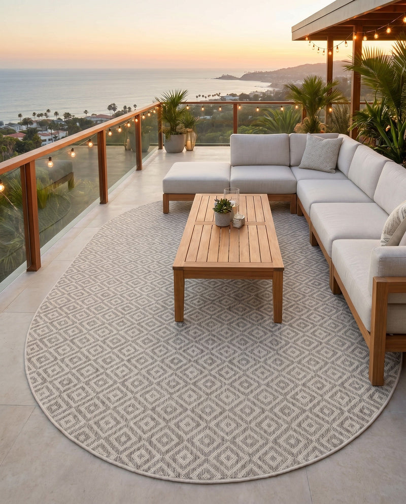 Urban Oasis Rugs Collection Area Rug -  Rooftop (Light Gray) Oval Light Gray  lifestyle 25