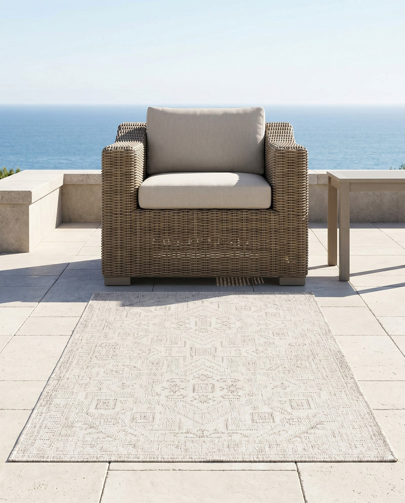 Tribal Terrace Treasures Collection Area Rug - Mayan Marina (Light Gray) Rectangle Light Gray  lifestyle 37