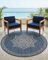 Patio Heritage Collection Area Rug -  Charleston (Blue) Round Blue  lifestyle 54