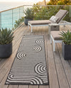 Urban Terrace Collection Area Rug -  Uptown Runner Black and White  lifestyle 66