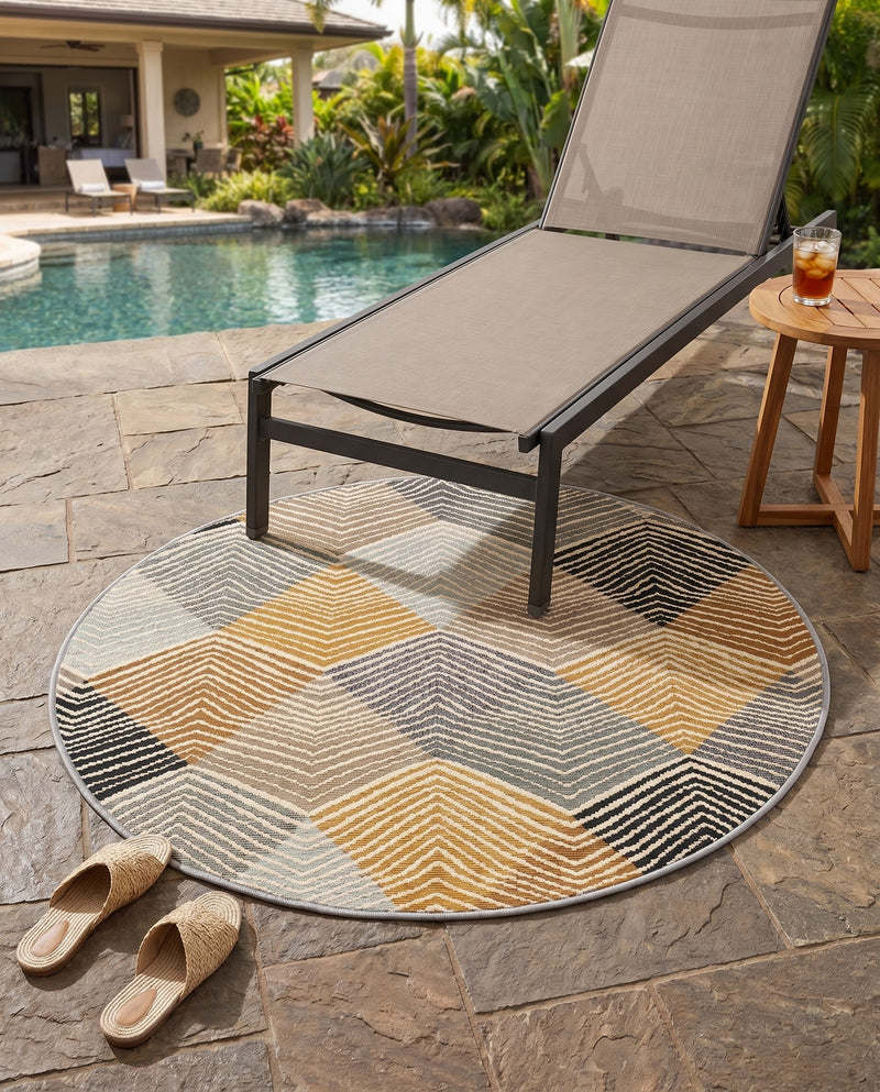 Urban Terrace Collection Area Rug - Metropolis Round Gray  lifestyle 75