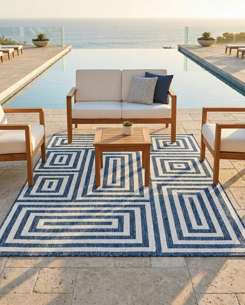 Urban Terrace Collection Area Rug -  Flatiron Rectangle Blue  lifestyle 46
