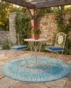 Patio Heritage Collection Area Rug -  Charleston (Light Aqua) Round Light Aqua  lifestyle 52