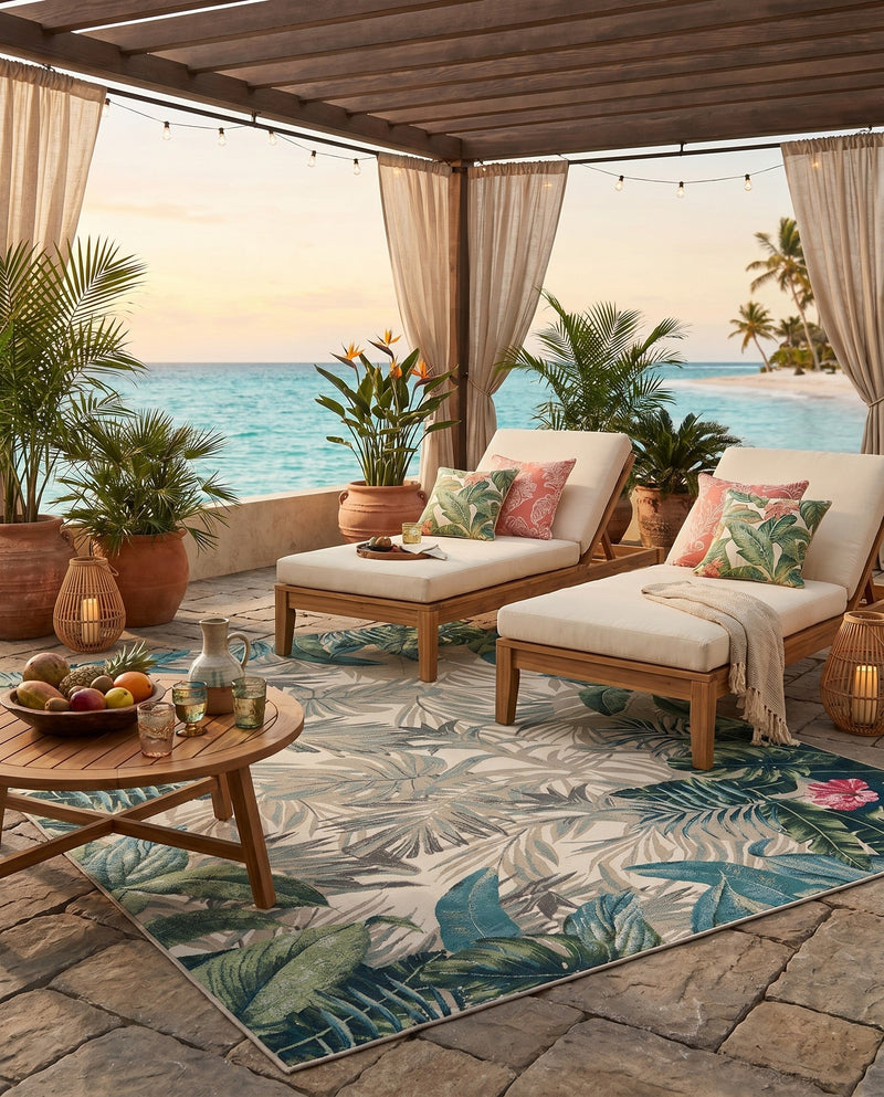 Seaside Blooms Collection Area Rug -  Paradise Rectangle Multi  lifestyle 33