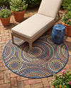 Coastal Terrace Collection Area Rug -  Lagoon Round Multi  lifestyle 67