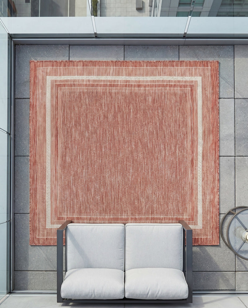Terrace Fringe Collection Area Rug - Veranda (Rust Red) Square Rust Red  lifestyle 42
