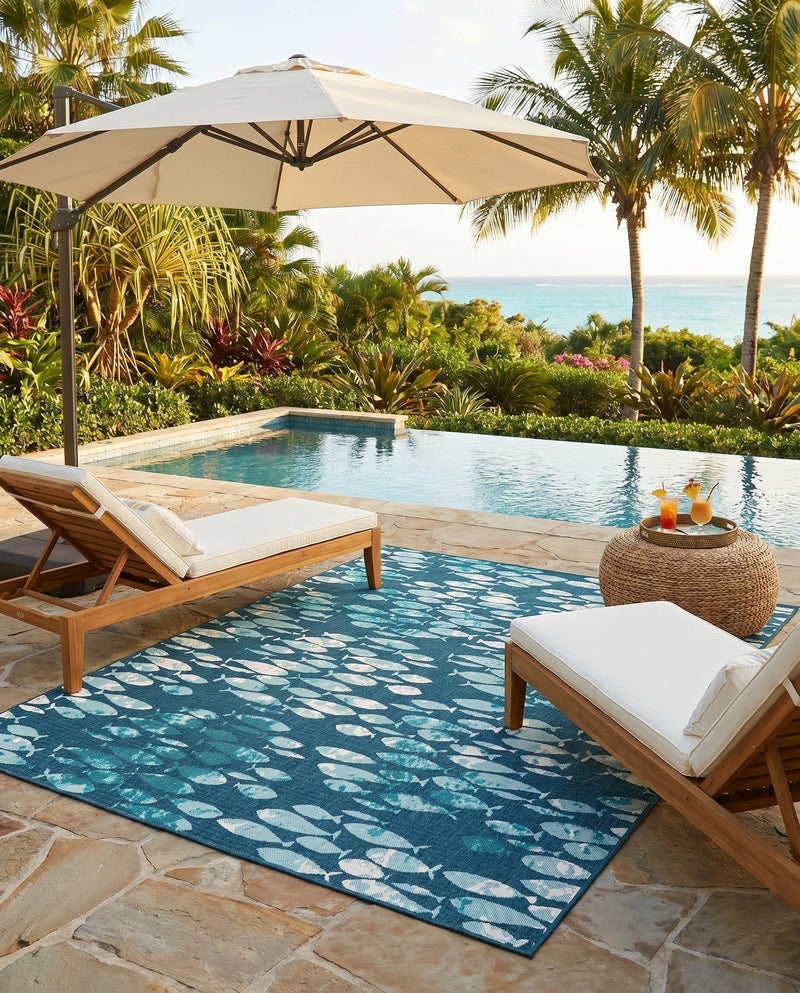 Seaside Haven Rugs Collection Area Rug -  Wavecrest Rectangle Blue  lifestyle 13