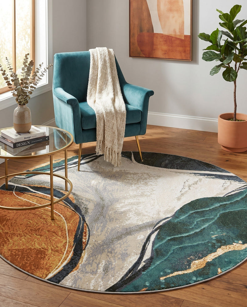 Urban Terrace Collection Area Rug -  Pavilion Round Multi  lifestyle 66