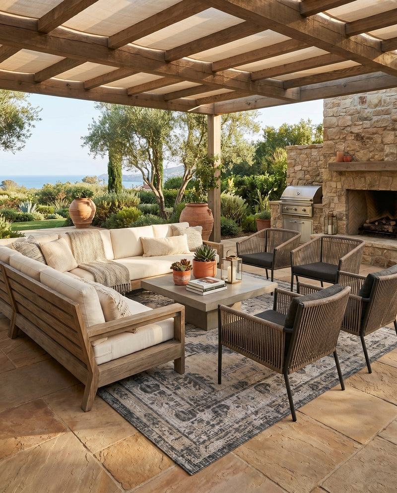 Patio Heritage Collection Area Rug -  Augusta (Charcoal) Rectangle Charcoal  lifestyle 13