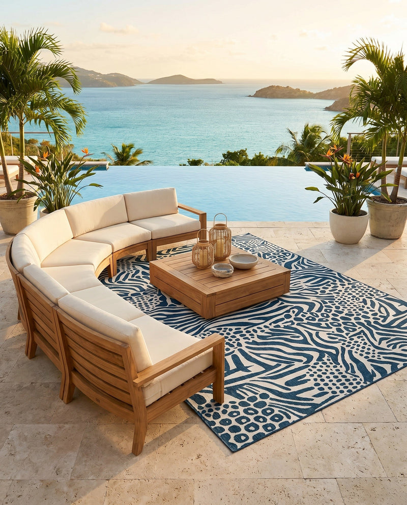 Savannah Escape Collection Area Rug -  Masai Rectangle Navy Blue and Ivory  lifestyle 25