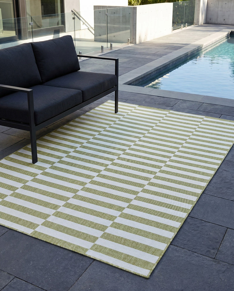 Seaside Stripes Collection Area Rug - Cabana (Green) Rectangle Green  lifestyle 42