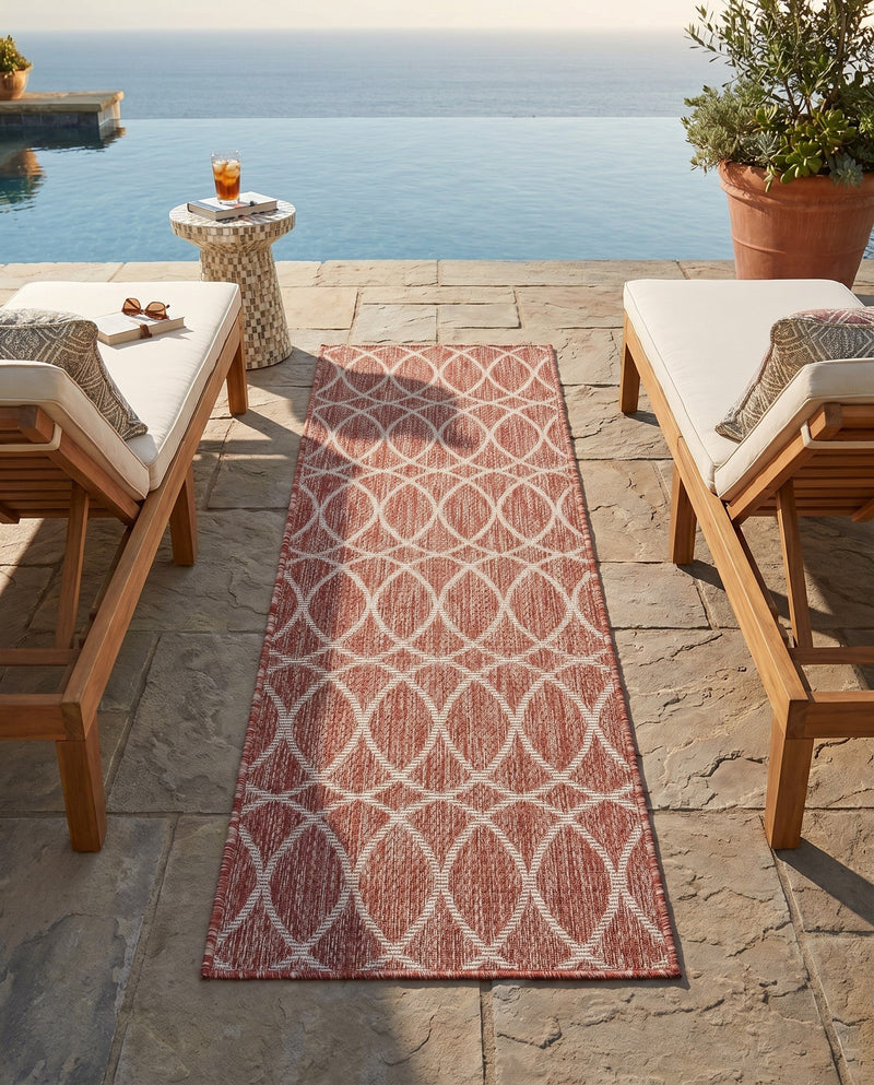 Savannah Pergola Collection Area Rug -  Pavilion (Rust Red) Runner Rust Red  lifestyle 45