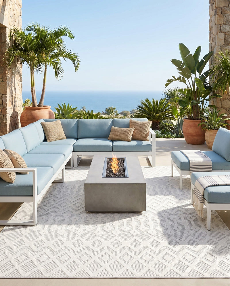 Garden Lattice Charm Collection Area Rug -  Pergola (Ivory) Square Ivory  lifestyle 46