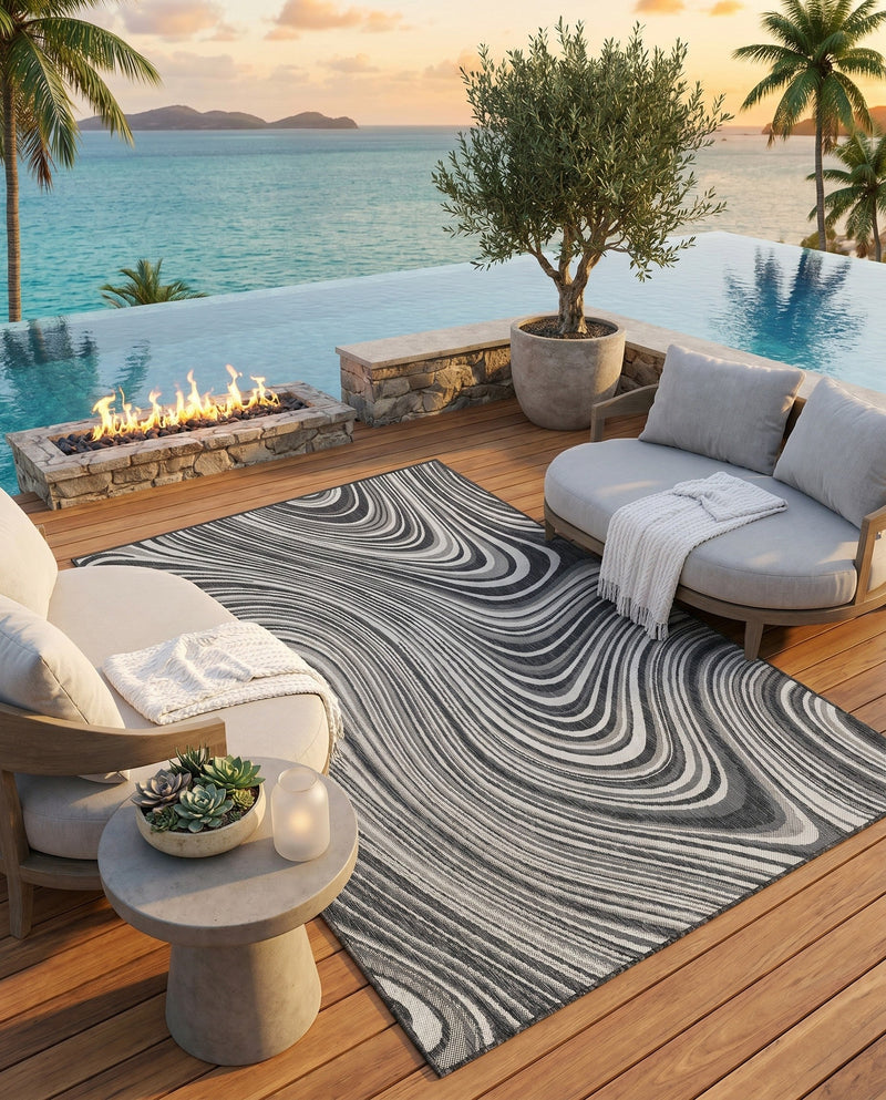 Urban Terrace Collection Area Rug - Soho Rectangle Charcoal  lifestyle 76
