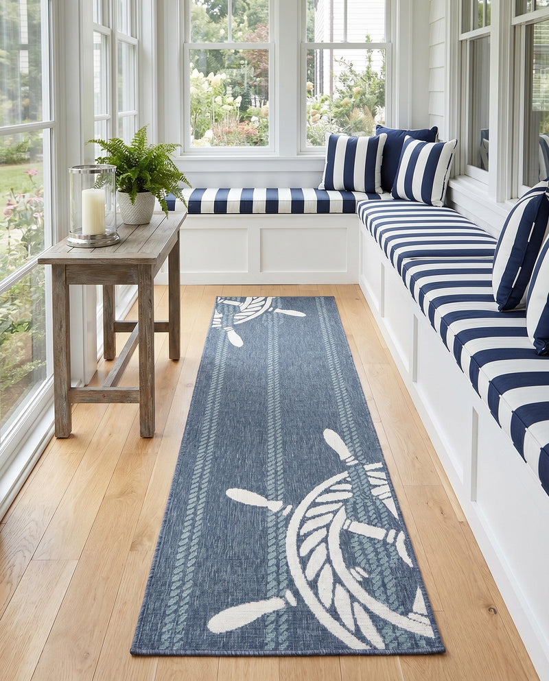 Seaside Haven Rugs Collection Area Rug - Harbor Runner Navy Blue  lifestyle 41