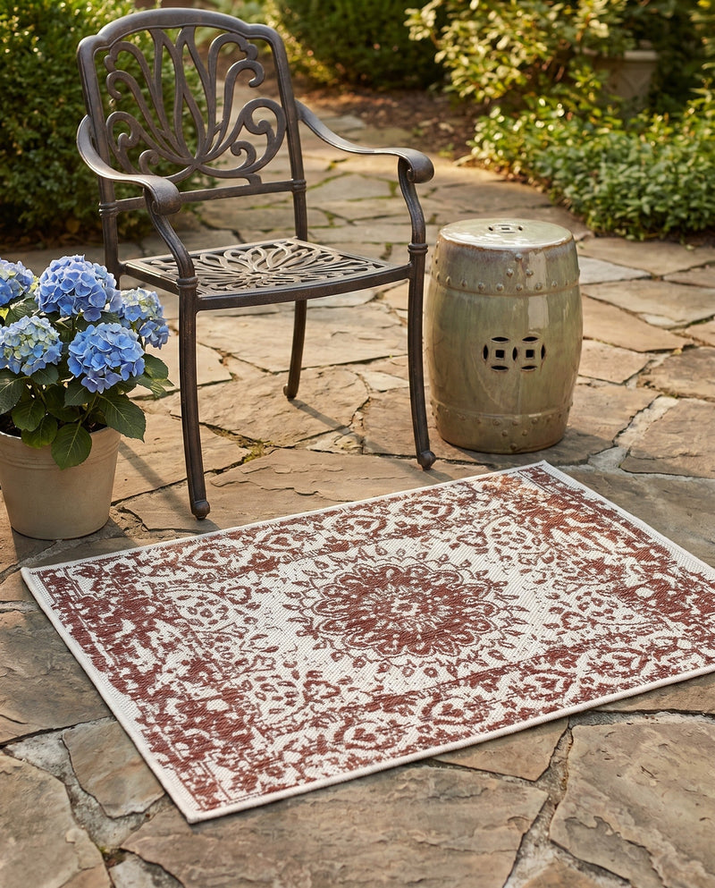 Patio Heritage Collection Area Rug -  Lafayette (Rust Red) Rectangle Rust Red  lifestyle 30