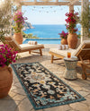 Outdoor Marrakesh Collection Area Rug -  Essaouira Runner Navy Blue  lifestyle 70