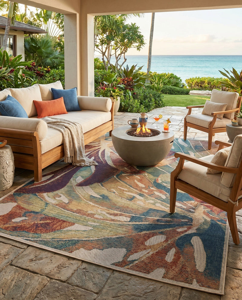 Coastal Terrace Collection Area Rug -  Wavecrest Rectangle Multi  lifestyle 41