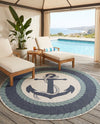 Seaside Haven Rugs Collection Area Rug -  Coralreef Round Navy Blue  lifestyle 93