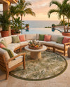 Seaside Blooms Collection Area Rug -  Verdant Round Green  lifestyle 42