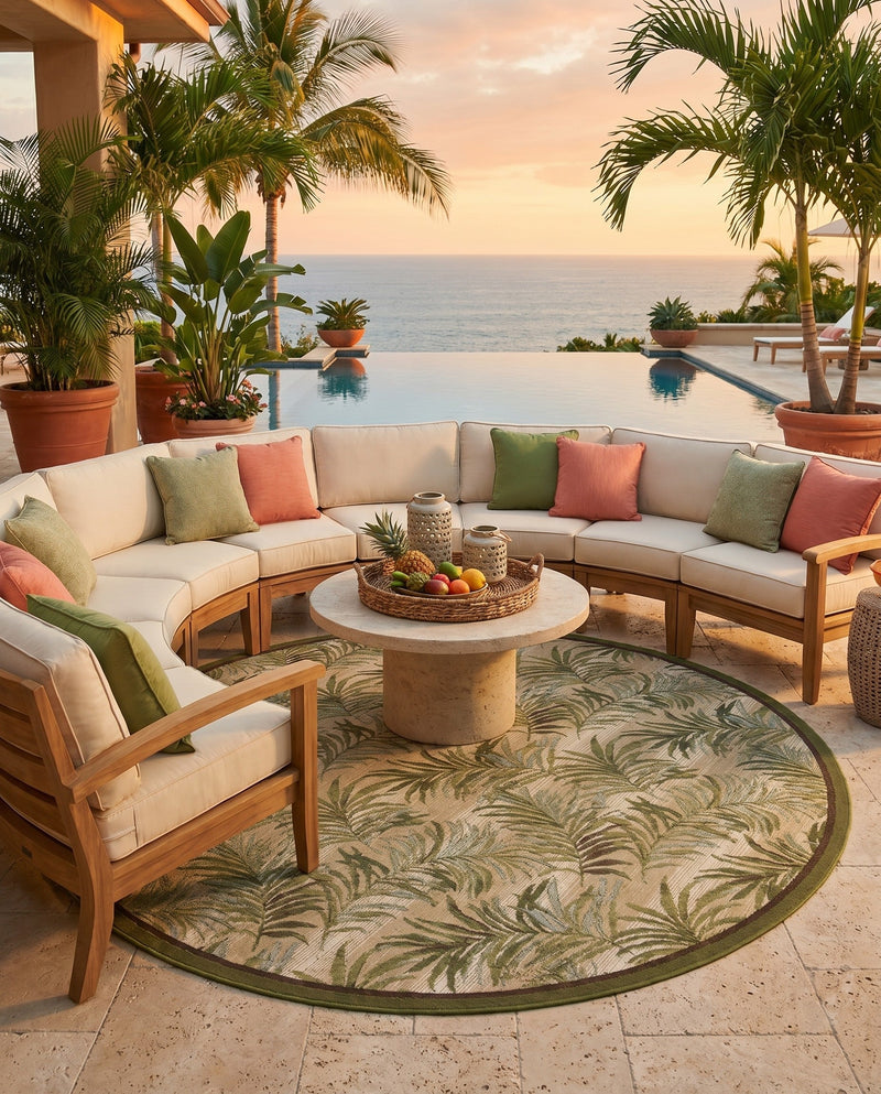 Seaside Blooms Collection Area Rug -  Verdant Round Green  lifestyle 42