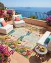 Seaside Blooms Collection Area Rug -  Amalfi Square Multi  lifestyle 65