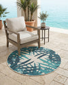 Seaside Blooms Collection Area Rug -  Provence Round Teal blue  lifestyle 65
