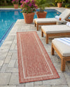 Terrace Fringe Collection Area Rug - Veranda (Rust Red) Runner Rust Red  lifestyle 63
