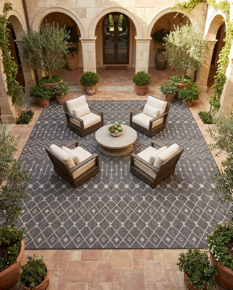 Savannah Pergola Collection Area Rug -  Pergola (Charcoal Gray) Square Charcoal Gray  lifestyle 42