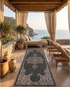 Patio Heritage Collection Area Rug -  Charleston (Charcoal Gray) Runner Charcoal Gray  lifestyle 57
