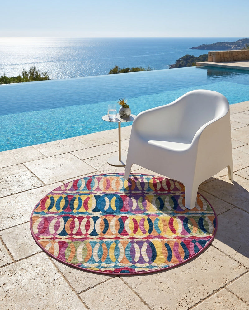 Urban Terrace Collection Area Rug -  Boardwalk Round Multi  lifestyle 65