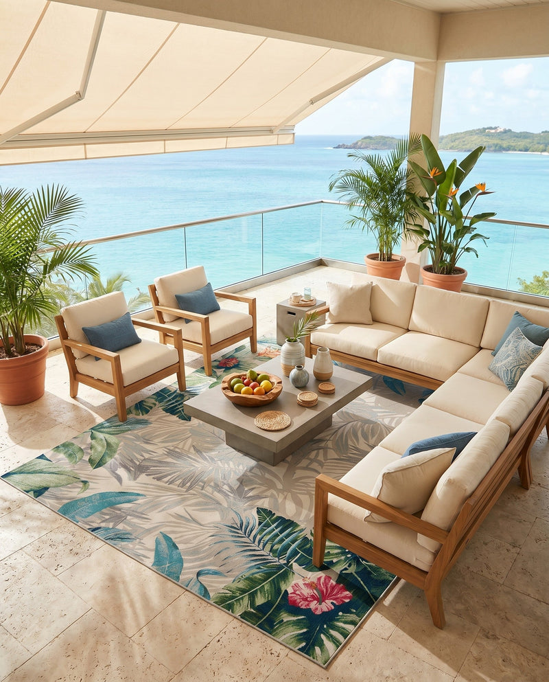 Seaside Blooms Collection Area Rug -  Paradise Rectangle Multi  lifestyle 14