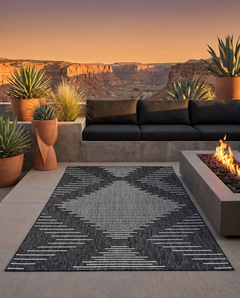 Urban Terrace Collection Area Rug -  Chelsea (Charcoal Gray) Rectangle Charcoal Gray  lifestyle 35