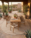 Seaside Stripes Collection Area Rug - Cabana (Taupe) Round Taupe  lifestyle 46