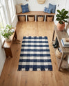 Sustainable Grid Indoor-Outdoor Oasis Collection Area Rug - Savannah Rectangle Navy Blue  lifestyle 42