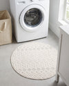 Garden Lattice Charm Collection Area Rug -  Pergola (Ivory) Round Ivory  lifestyle 59