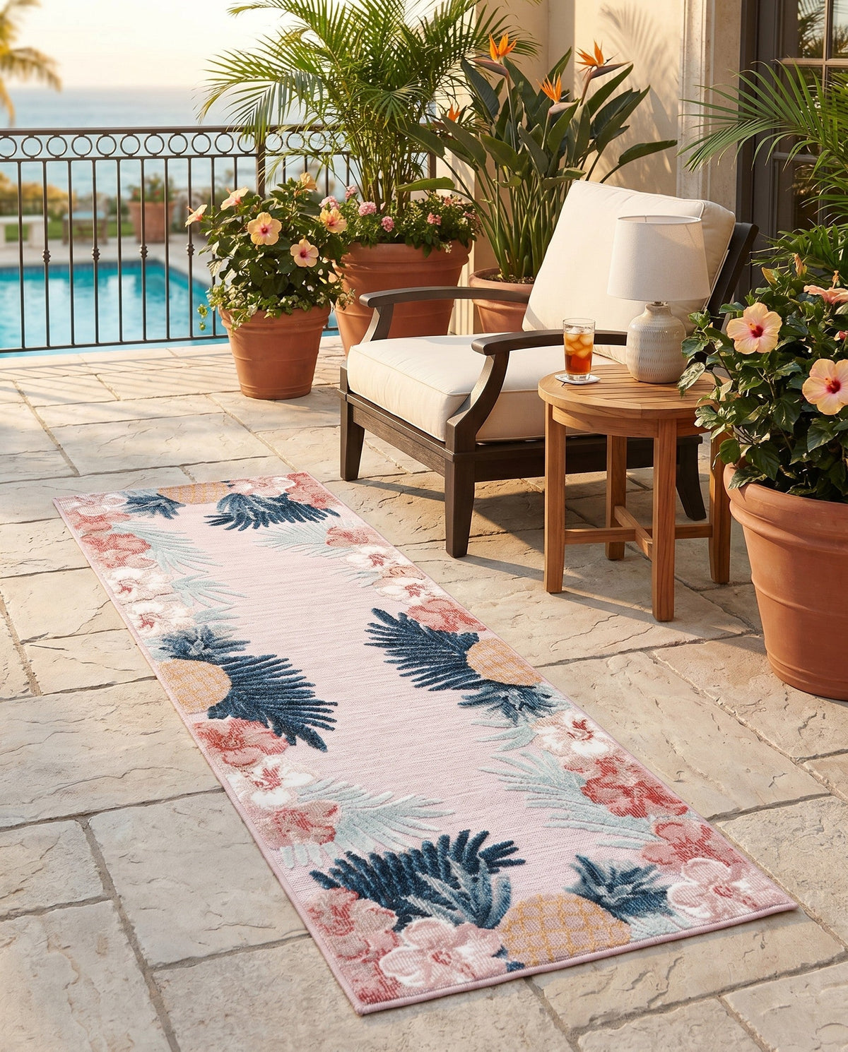 Seaside Blooms Collection Area Rug - Haven Runner Pink  lifestyle 125