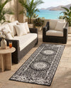 Patio Heritage Collection Area Rug -  Lafayette (Black and White) Runner Black and White  lifestyle 54