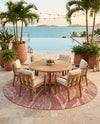 Seaside Blooms Collection Area Rug -  Evergreen (Rust Red) Round Rust Red  lifestyle 51